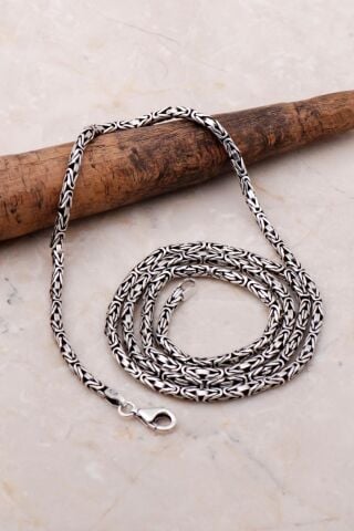 Kral Zincir 3 Mm 60 Cm Elişi Gümüş Erkek Kolye 7157