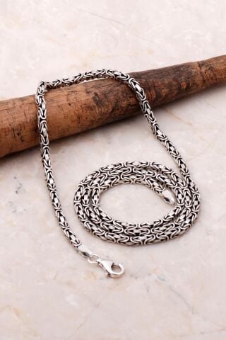 Kral Zincir 3 Mm 55 Cm Elişi Gümüş Erkek Kolye 7158