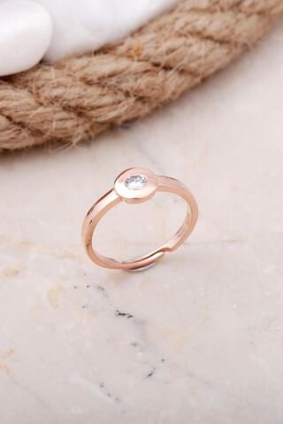 Zirkon Taşlı Rose Gümüş Yüzük 3422