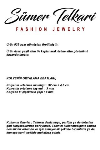 3 Farklı Doğal Taş Seçenekli Altın Yaldızlı 925 Ayar Gümüş İncili Dizgi Kolye 8113 Safir Taşı (Lacivert)