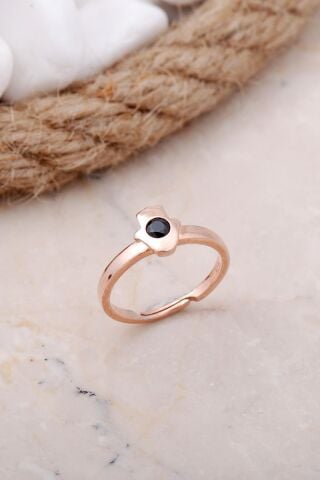 Oniks Taşlı Bereket Eli Rose Gümüş Yüzük 3424