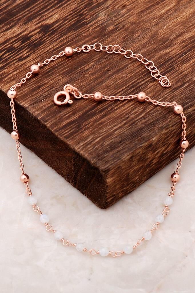 Quartz Taşlı Rose Gümüş Halhal 218
