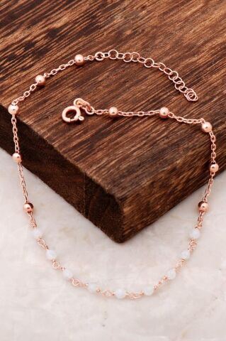 Quartz Taşlı Rose Gümüş Halhal 218