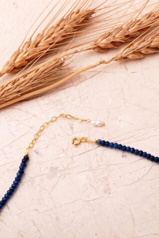 925 Ayar Gümüş Altın Yaldızlı Renkli Taşlı Dizgi Kolye 8114