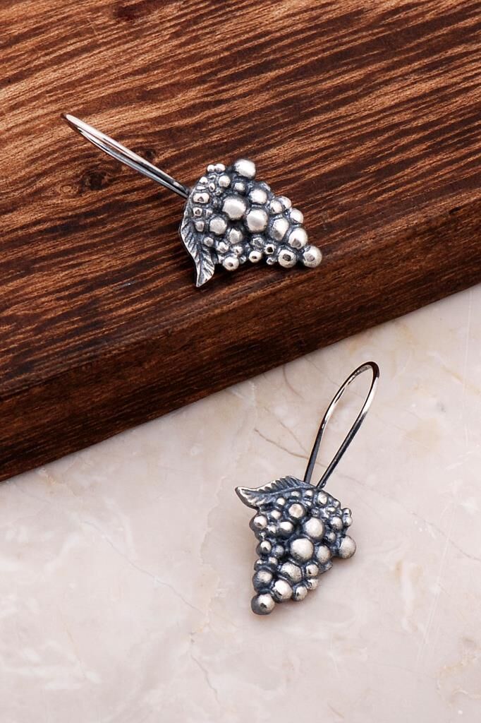 Mazruna Üzüm Salkımı Tasarım Gümüş Küpe 4779