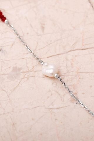 Renkli Taşlı Rodyumlu İnce 925 Ayar Gümüş Kolye 8116