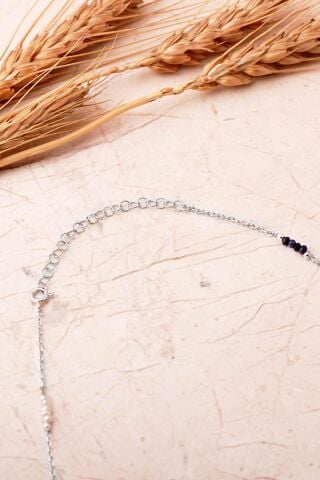 Renkli Taşlı Rodyumlu İnce 925 Ayar Gümüş Kolye 8116