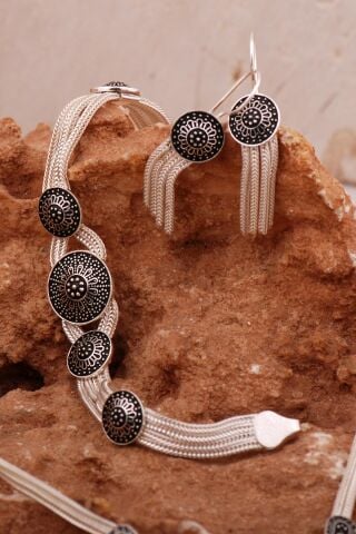 Midyat Hasırı El Örmesi Urart Morifli Gümüş Set 2049