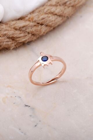 Safir Taşlı kaplumbağa Rose Gümüş Yüzük 3430