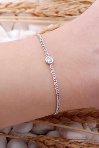 Gurmet Rodyumlu Gümüş Taşlı Bileklik 3934