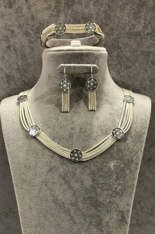 Midyat Hasırı Asur Motifli Tasarım Gümüş Set 2051