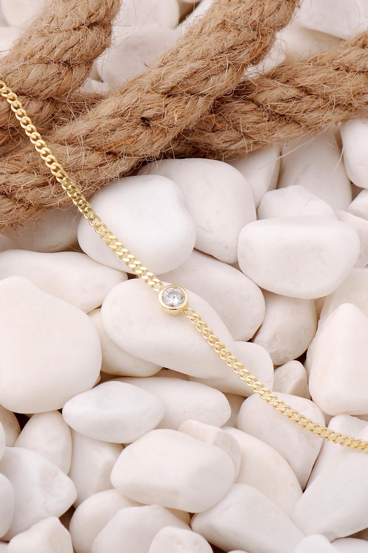 Gurmet Altın Yaldızlı Taşlı Gümüş Bileklik 3935