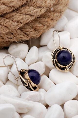 Ametist Taşlı Elişi Gümüş Küpe 5551