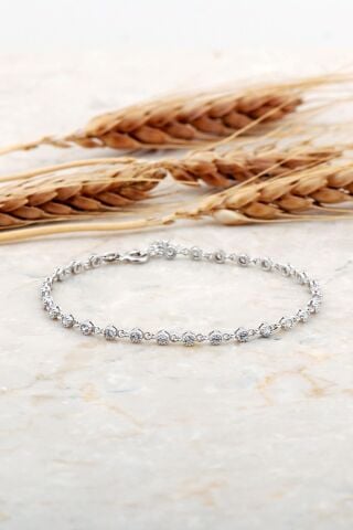 Su Yolu Rodyumlu İnce Gümüş Bileklik 4746