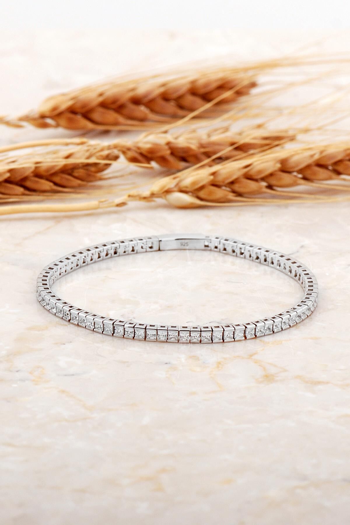 Baget Su Yolu 3 Mm Rodyumlu Gümüş Bileklik 4747