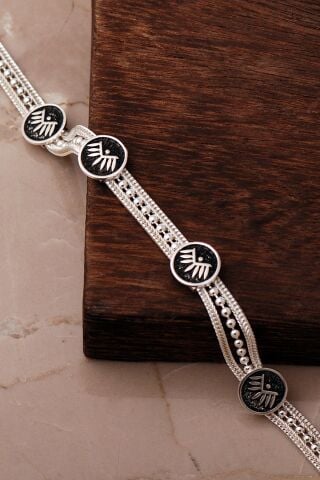 Mezopotamya Göz Sembolü Midyat Hasırı 925 Ayar Gümüş Bileklik 4867