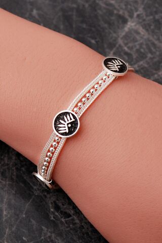 Mezopotamya Göz Sembolü Midyat Hasırı 925 Ayar Gümüş Bileklik 4867