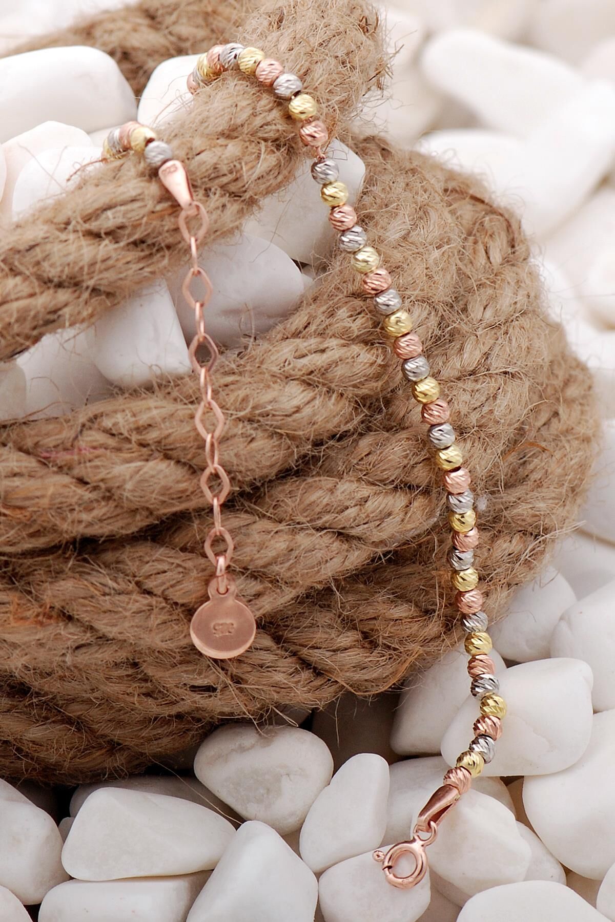 Dorissa Altın Yaldızlı Rose ve Rodyumlu Gümüş Bileklik 3815