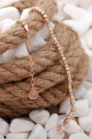 Dorissa Altın Yaldızlı Rose ve Rodyumlu Gümüş Bileklik 3815