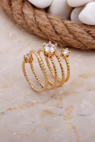 Dövme Altın Yaldızlı Tasarım Gümüş Yüzük 3582