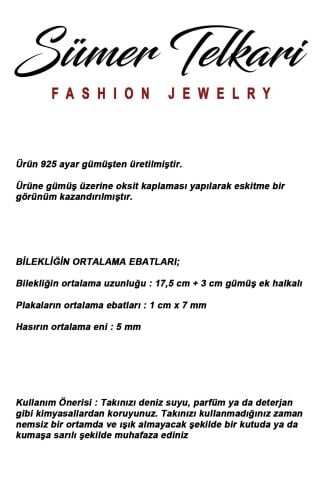 Mezopotamya Başak Sembolü Midyat Hasırı 925 Ayar Gümüş Bileklik 4868