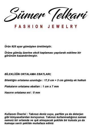 Mezopotamya Başak Sembolü Midyat Hasırı 925 Ayar Gümüş Bileklik 4868