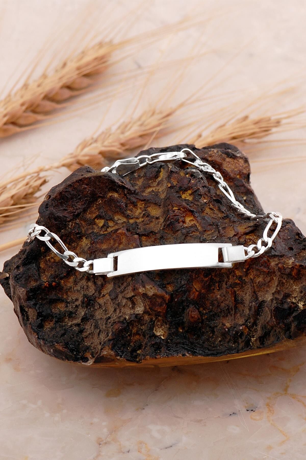 Figaro İsimli Künye Gümüş Erkek Bileklik 4749