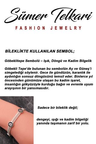 Mezopotamya Göbeklitepe Sembolü Midyat Hasırı 925 Ayar Gümüş Bileklik 4869