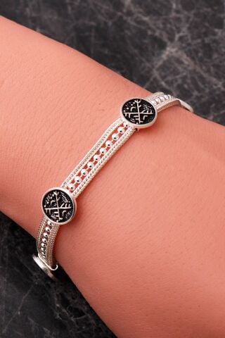 Mezopotamya Makas & Tarak Sembolü Midyat Hasırı 925 Ayar Gümüş Bileklik 4870