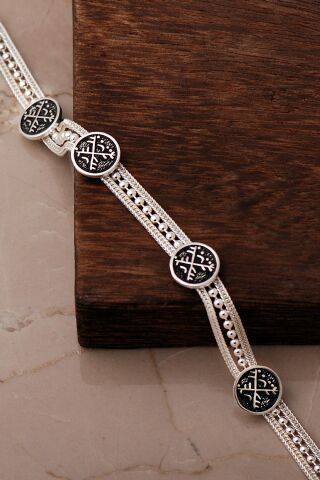 Mezopotamya Makas & Tarak Sembolü Midyat Hasırı 925 Ayar Gümüş Bileklik 4870