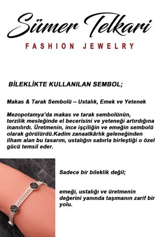 Mezopotamya Makas & Tarak Sembolü Midyat Hasırı 925 Ayar Gümüş Bileklik 4870
