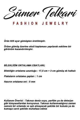 Mezopotamya Makas & Tarak Sembolü Midyat Hasırı 925 Ayar Gümüş Bileklik 4870