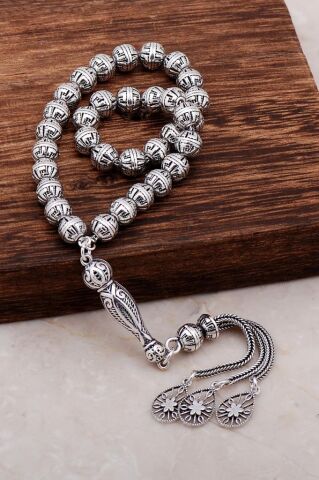 Telkari İşlemeli Usta İşi Tasarım Gümüş Tesbih 287