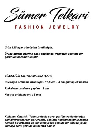 Mezopotamya Kalp Sembolü Midyat Hasırı 925 Ayar Gümüş Bileklik 4871