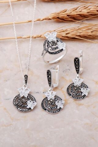 Zirkon ve Markazit Taşlı Gümüş Set 1311