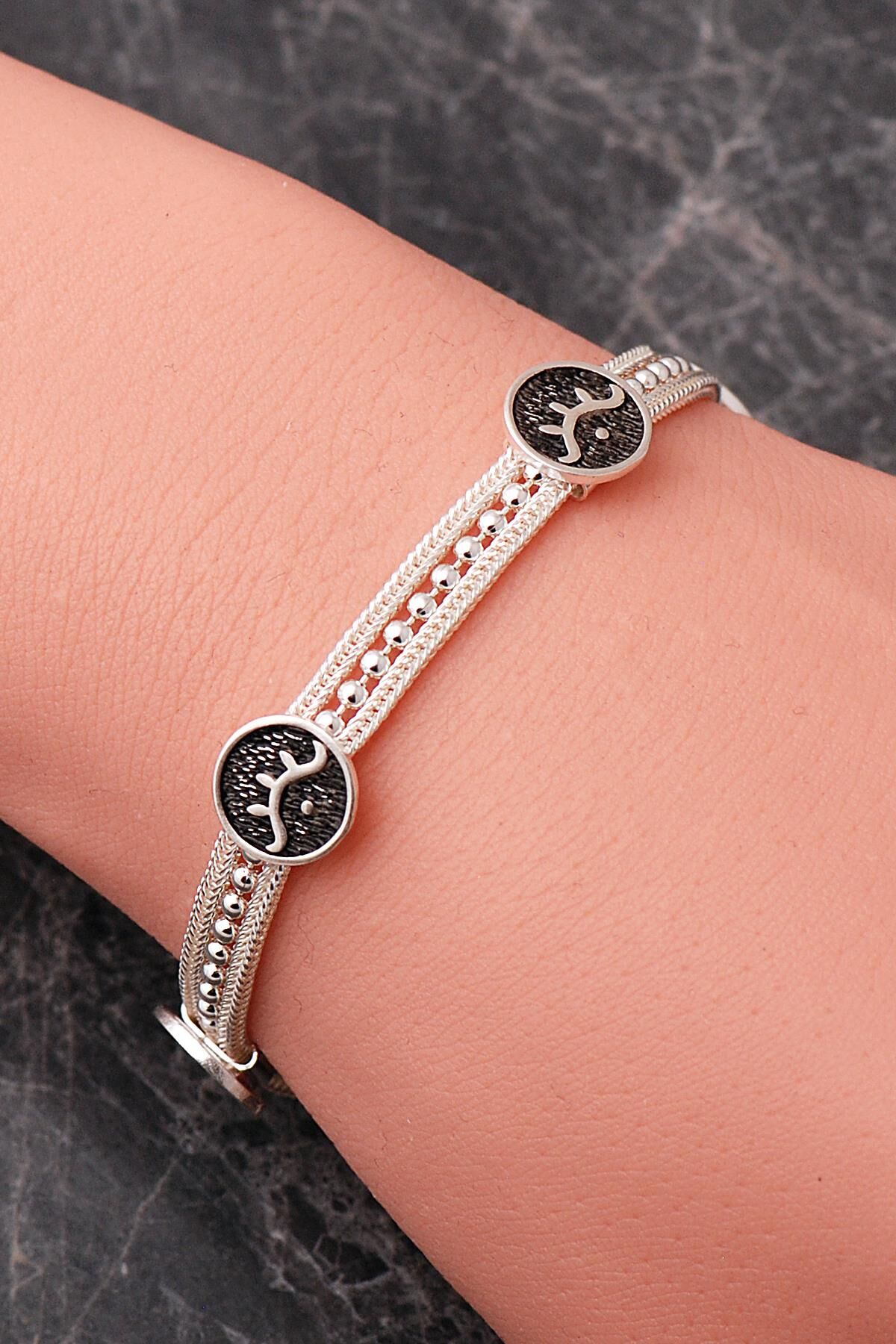 Mezopotamya Ay Yıldız Sembolü Midyat Hasırı 925 Ayar Gümüş Bileklik 4872