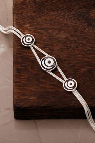 İki Farklı Renk Seçenekli Mezopotamya Göbeklitepe Sembolü Midyat Hasırı 925 Ayar Gümüş Bileklik 4873