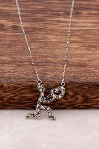 Markazit Taşlı Aşık Adam Gümüş Kolye 428