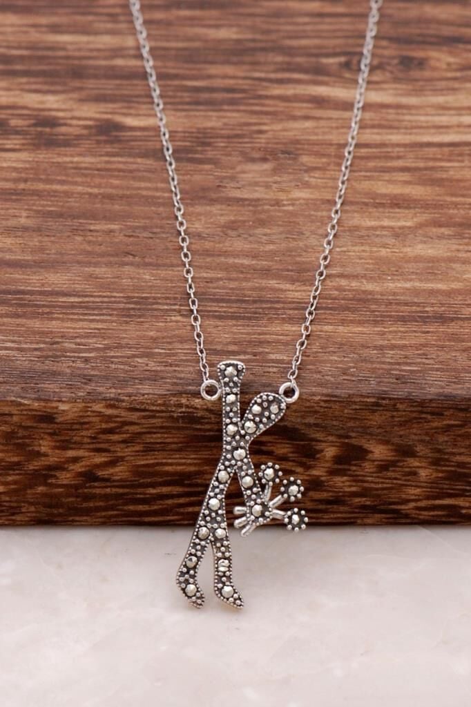 Bir Demet Çiçek Aşık Adam Markazit Taşlı Gümüş Kolye 429