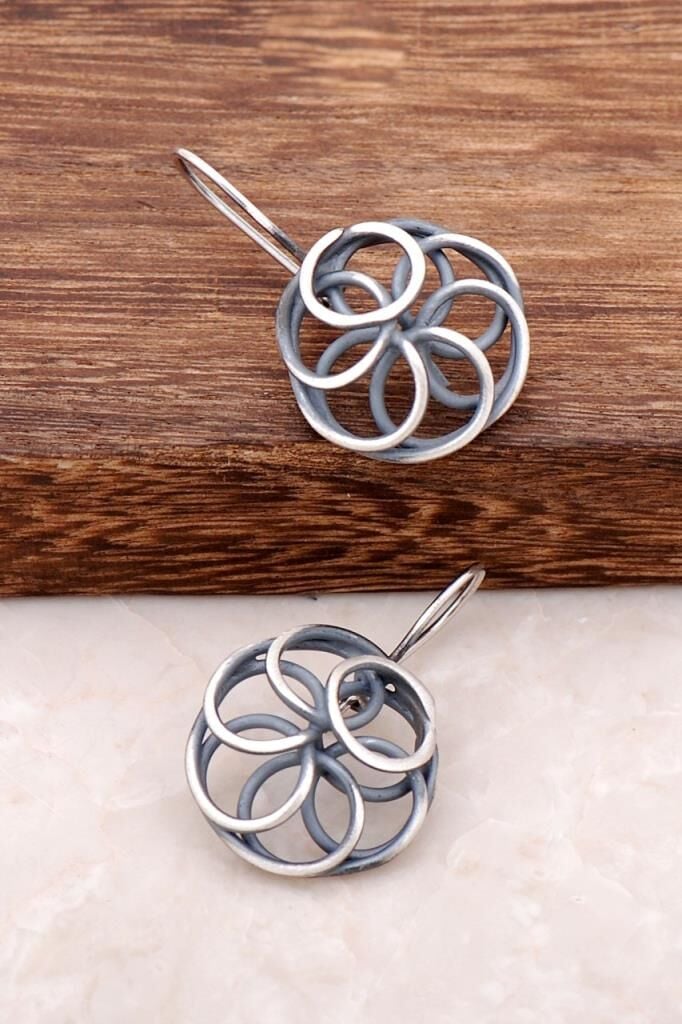 Sarma Elişi Otantik Tasarım Gümüş Küpe 2033