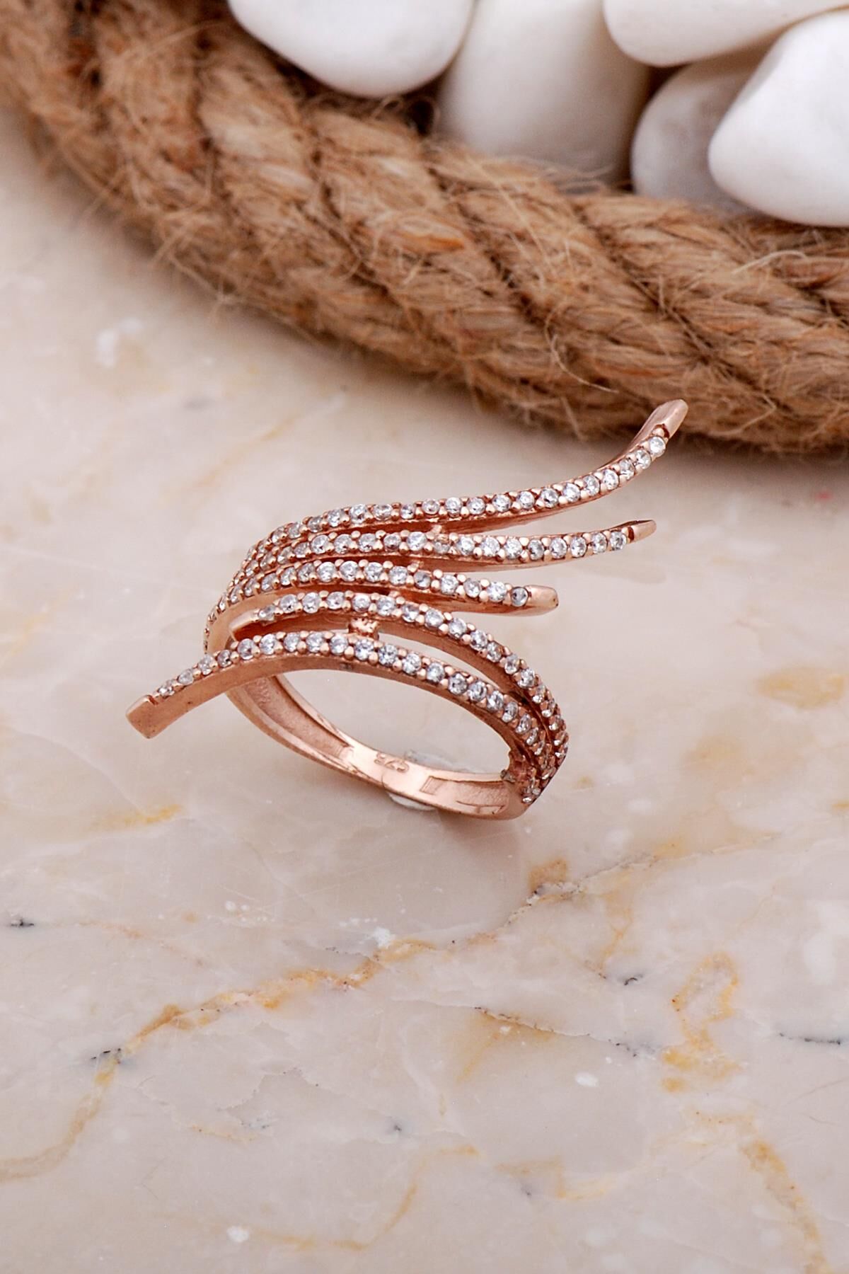 Tasarım Rose Gümüş Yüzük 3589