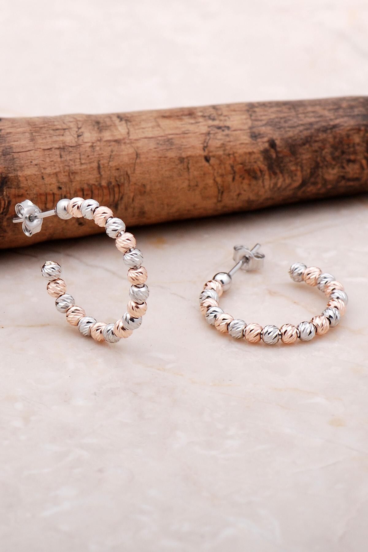 Dorika Rose 925 Ayar Gümüş 21 Mm Halka Küpe 5028