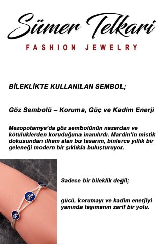 İki Farklı Renk Seçenekli Mezopotamya Göz Sembolü Midyat Hasırı 925 Ayar Gümüş Bileklik 4874