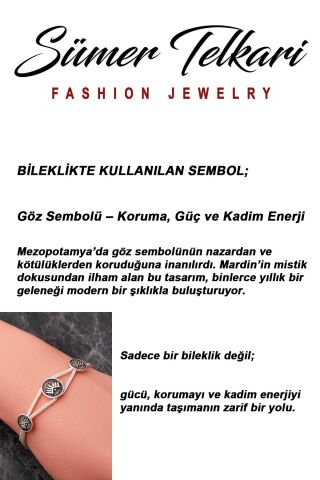 İki Farklı Renk Seçenekli Mezopotamya Göz Sembolü Midyat Hasırı 925 Ayar Gümüş Bileklik 4874