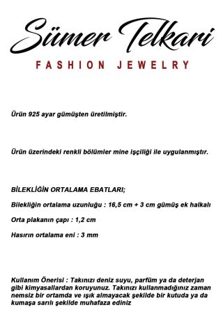 İki Farklı Renk Seçenekli Mezopotamya Göz Sembolü Midyat Hasırı 925 Ayar Gümüş Bileklik 4874