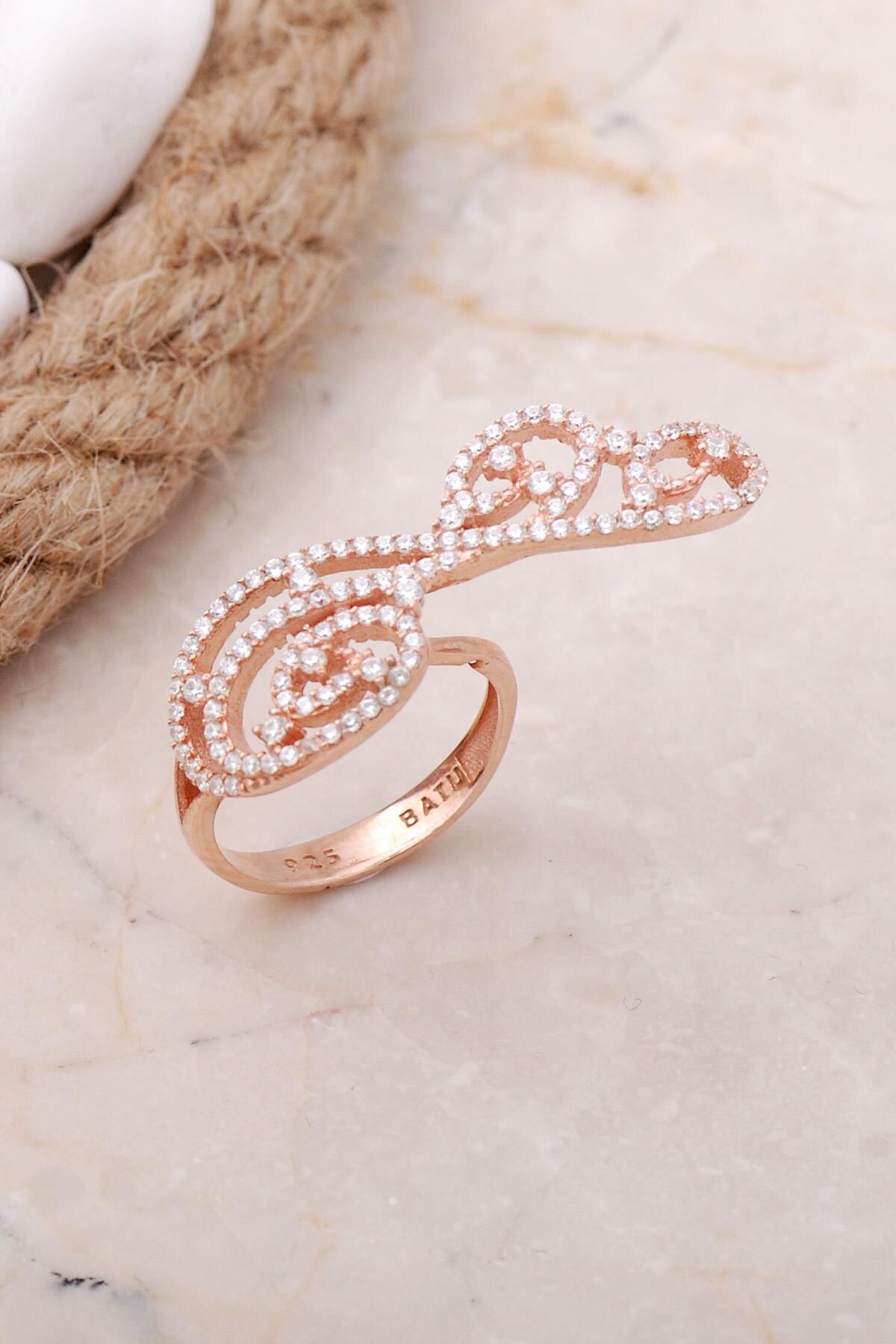 Tasarım Rose Gümüş Yüzük 3439