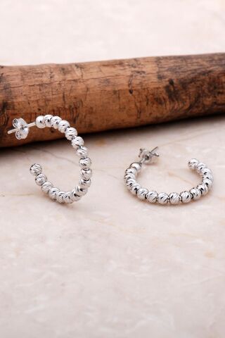 Dorika Rodyumlu 925 Ayar Gümüş 21 Mm Halka Küpe 5029