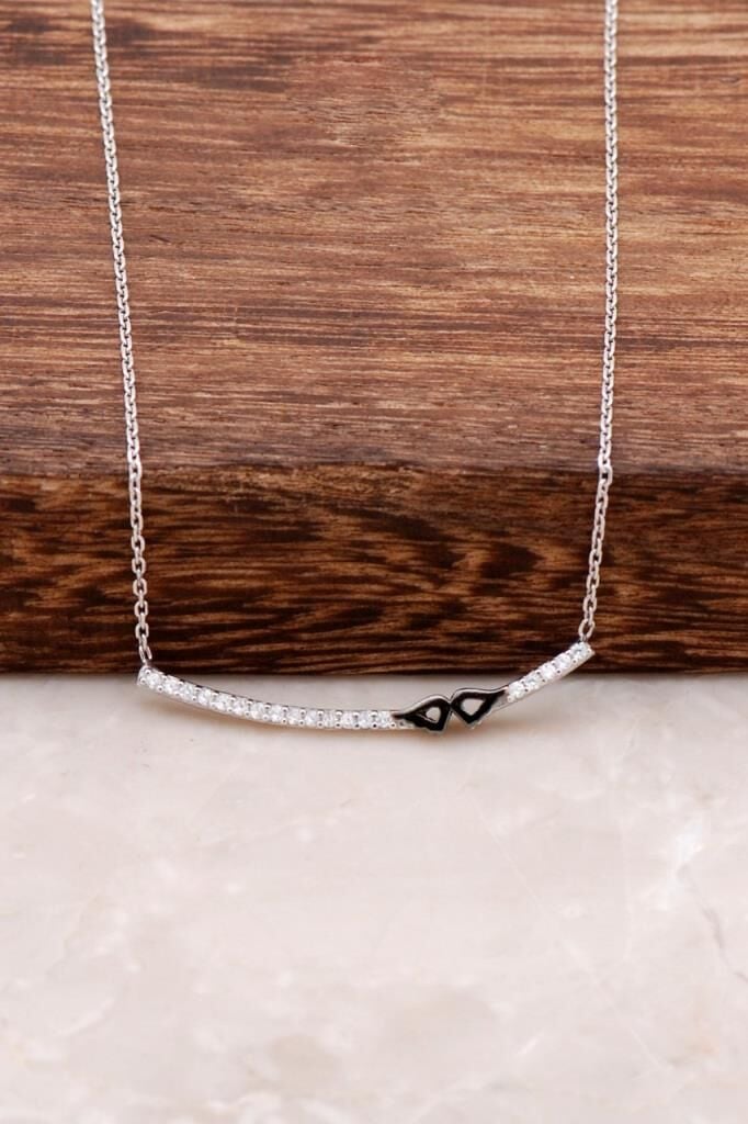 Melek Kanadı Su Yolu Rodyumlu Gümüş Kolye 802