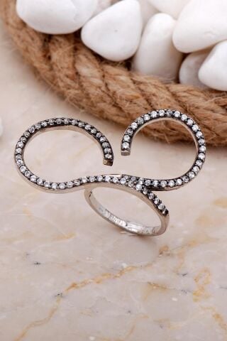 Tasarım Rodyumlu Gümüş Yüzük 3591