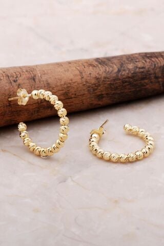 Dorika Altın Yaldızlı 925 Ayar Gümüş 21 Mm Halka Küpe 5030